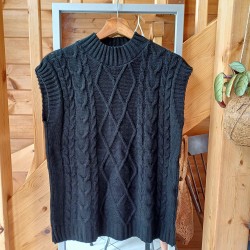 Pull Sans Manche - Noir